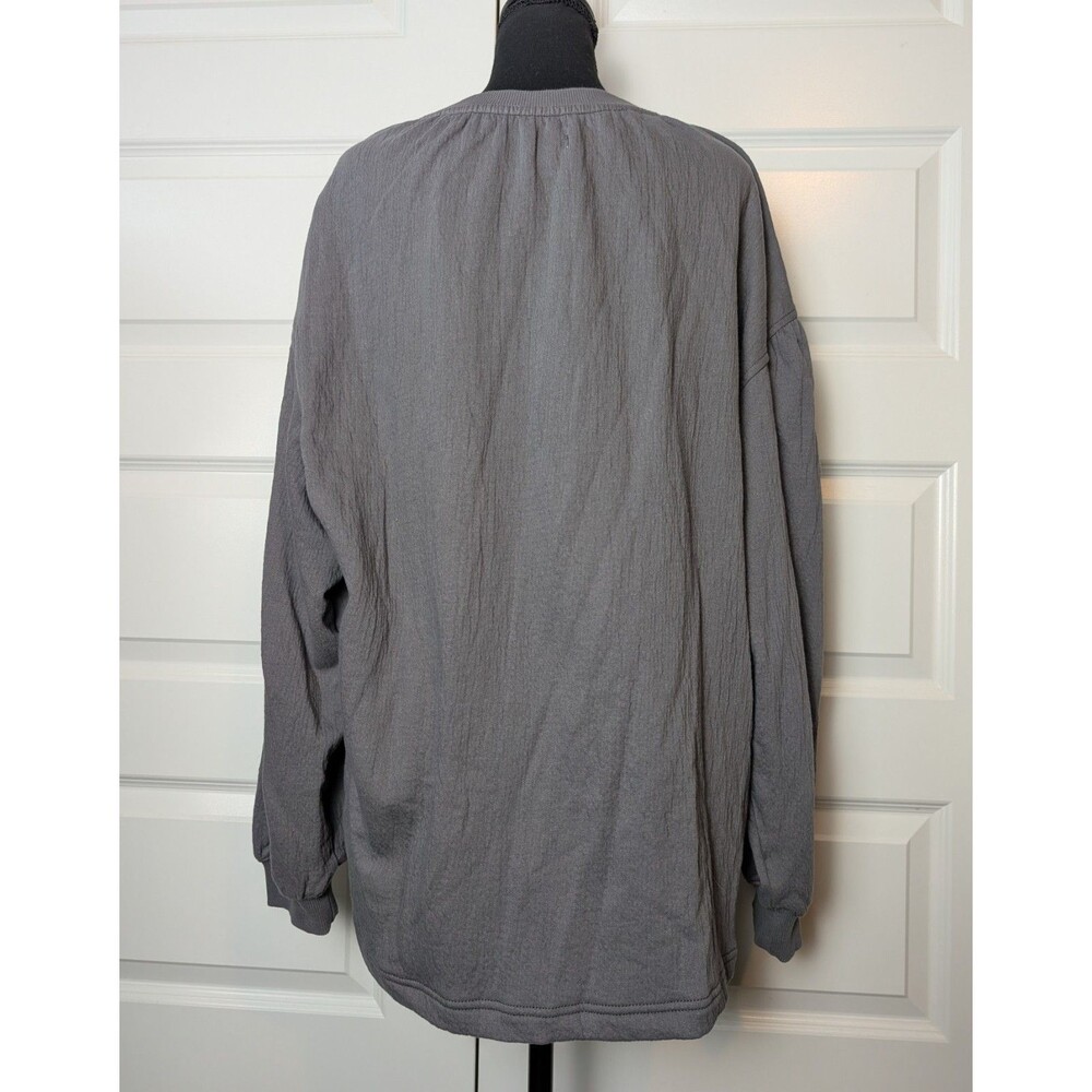 NWOT Aerie Size M Easy Street Gauze Sweatshirt Tassel Tie Grey Oversized Boho - Picture 5 of 11